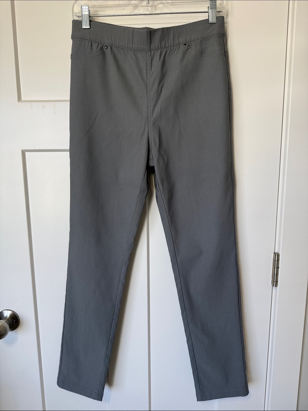 Essentials Women's Gray Straight-Leg Stretch Pants -Size M